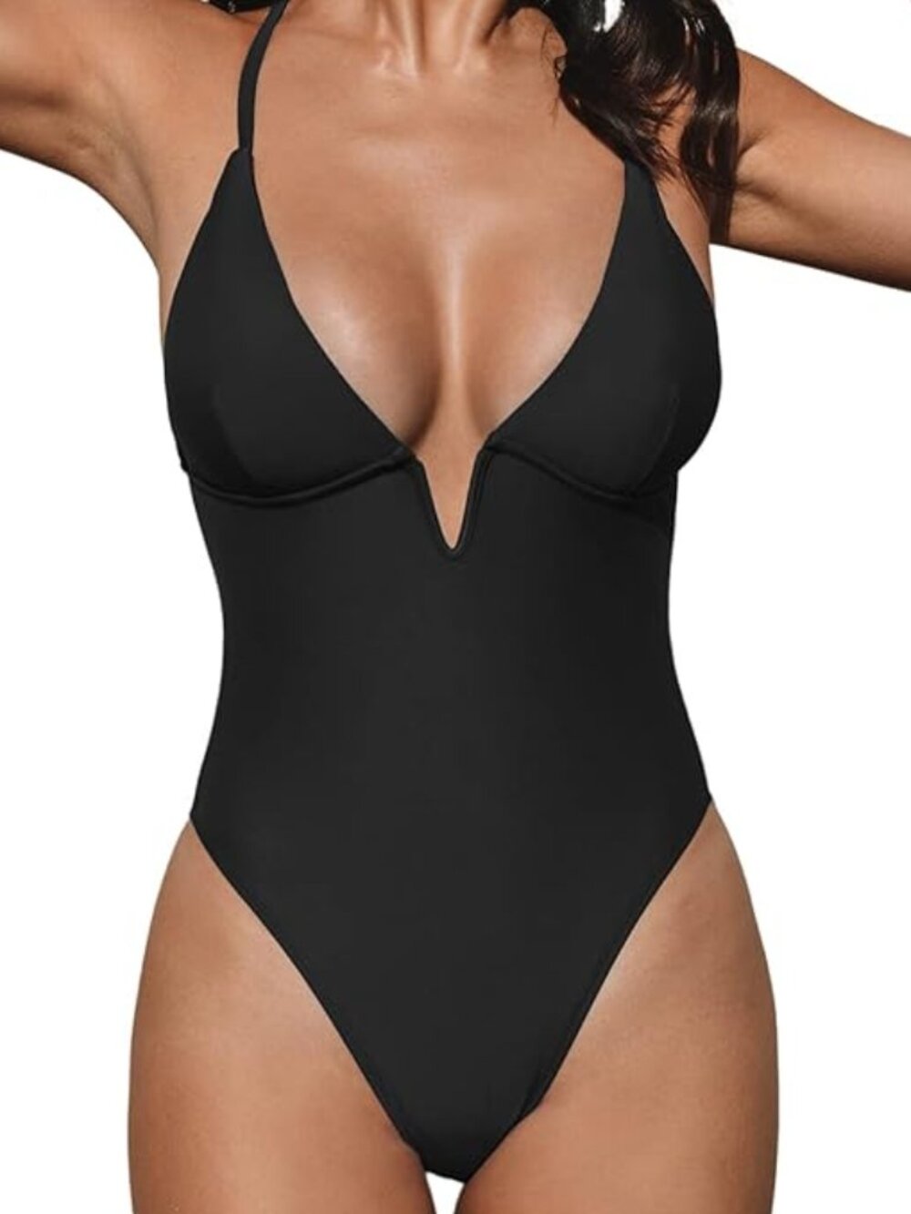 CUPSHE Women Swimsuit One Piece Deep V Neck V Wire Crossback Swimwear | Size XL